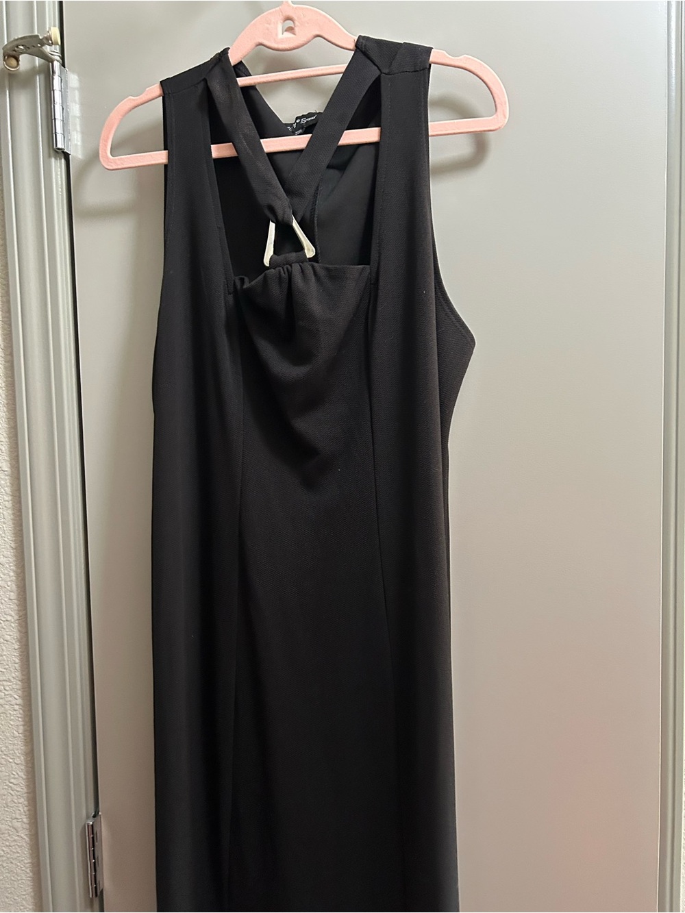 Black Sleeveless Midi Dress with Crisscross Back